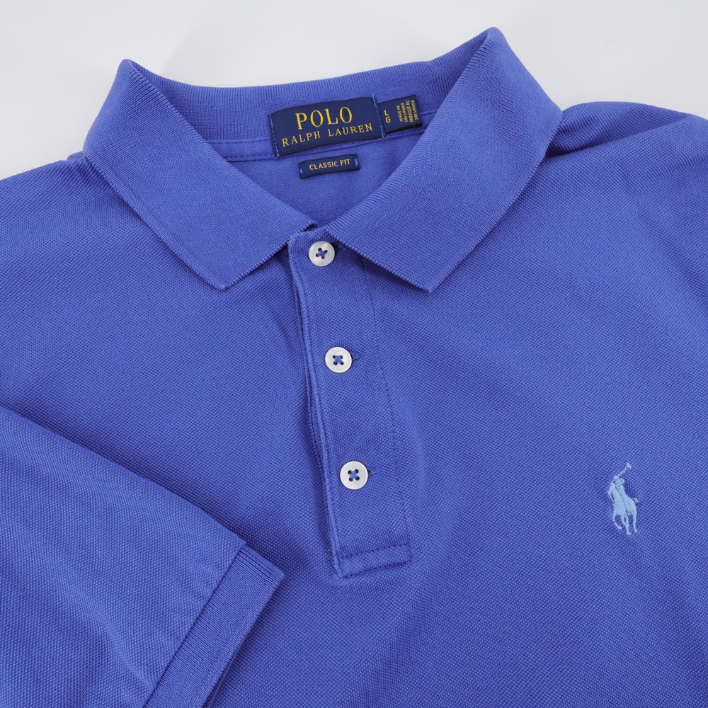 Polo Ralph Lauren Classic Fit Polo Stretch Shirt  Blue Short Sleeve Mens Large